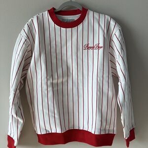 Bogey Boys Golf Crewneck Pullover Sweatshirt White Red Pinstripe Medium New